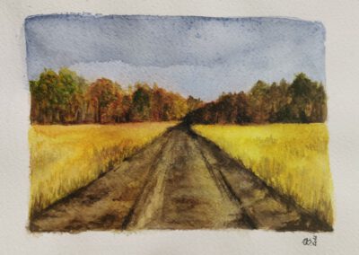 Herbstlicher Weg, Aquarell auf A4-Papier, ©Ann-Kristin Iwersen 2022.