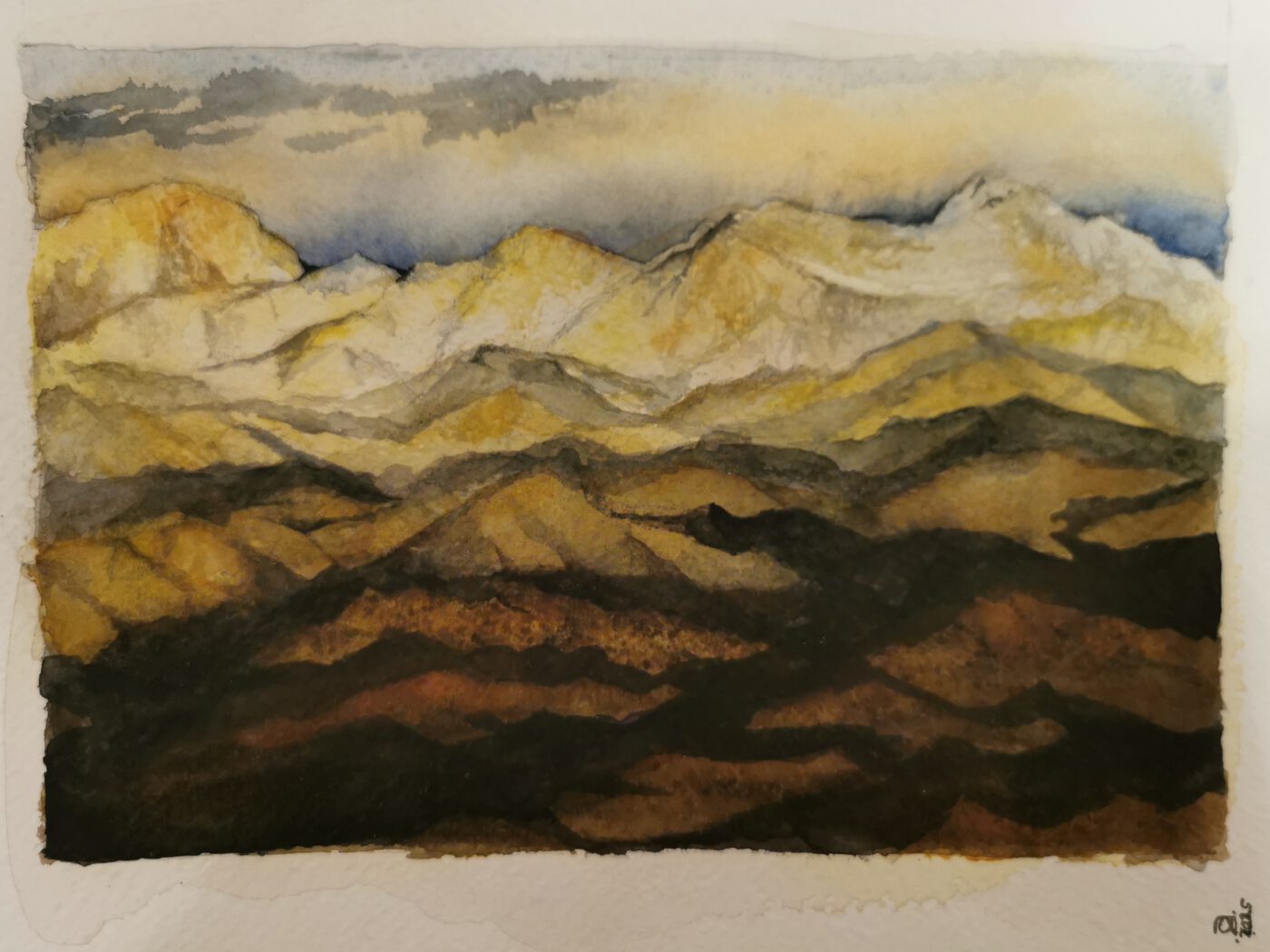 In den Anden. Aquarell auf A4-Papier, ©Ann-Kristin Iwersen 2022.